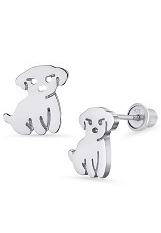 catchy puppy sterling silver baby earrings